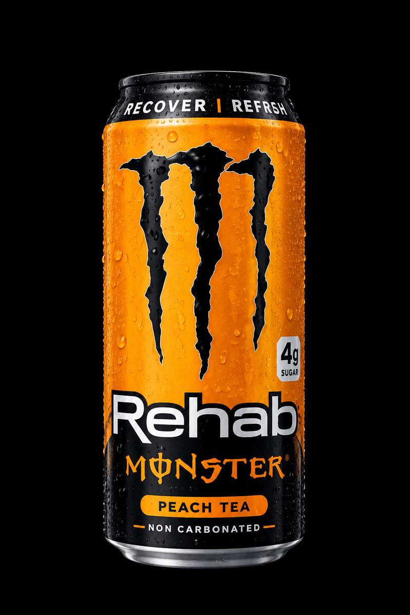 Monster Rehab Peach Tea  Non-Carbonated Energy Drink (DENTED)