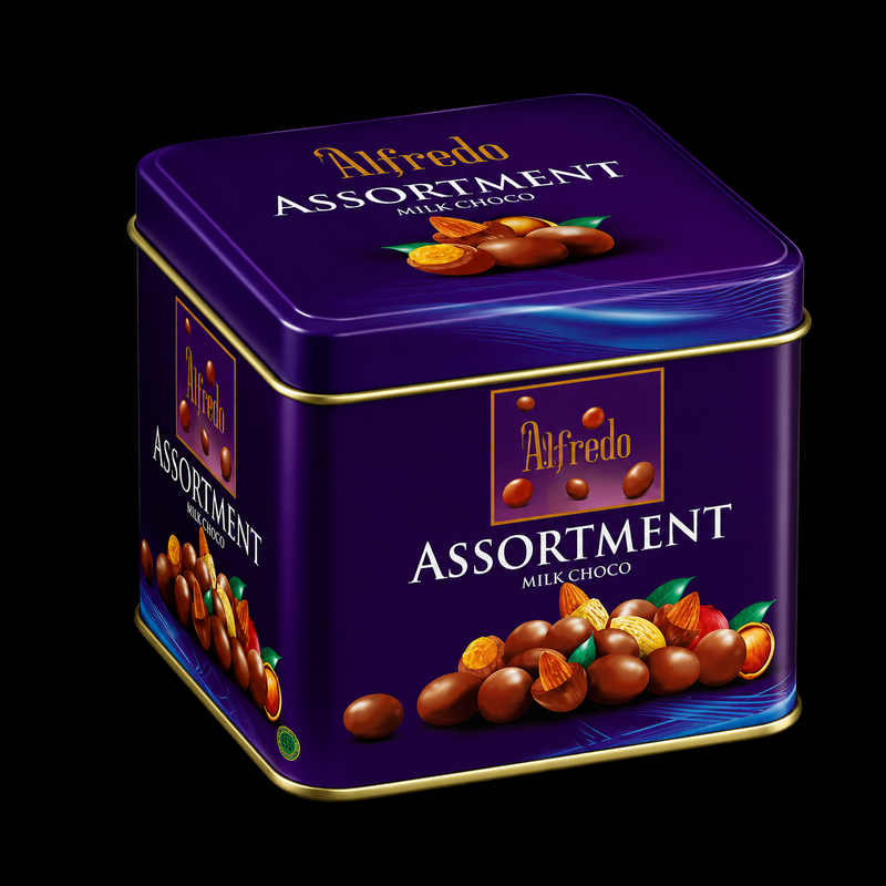 Alfredo Assortment Milk Chocolate Coated Mixed Nuts Tin