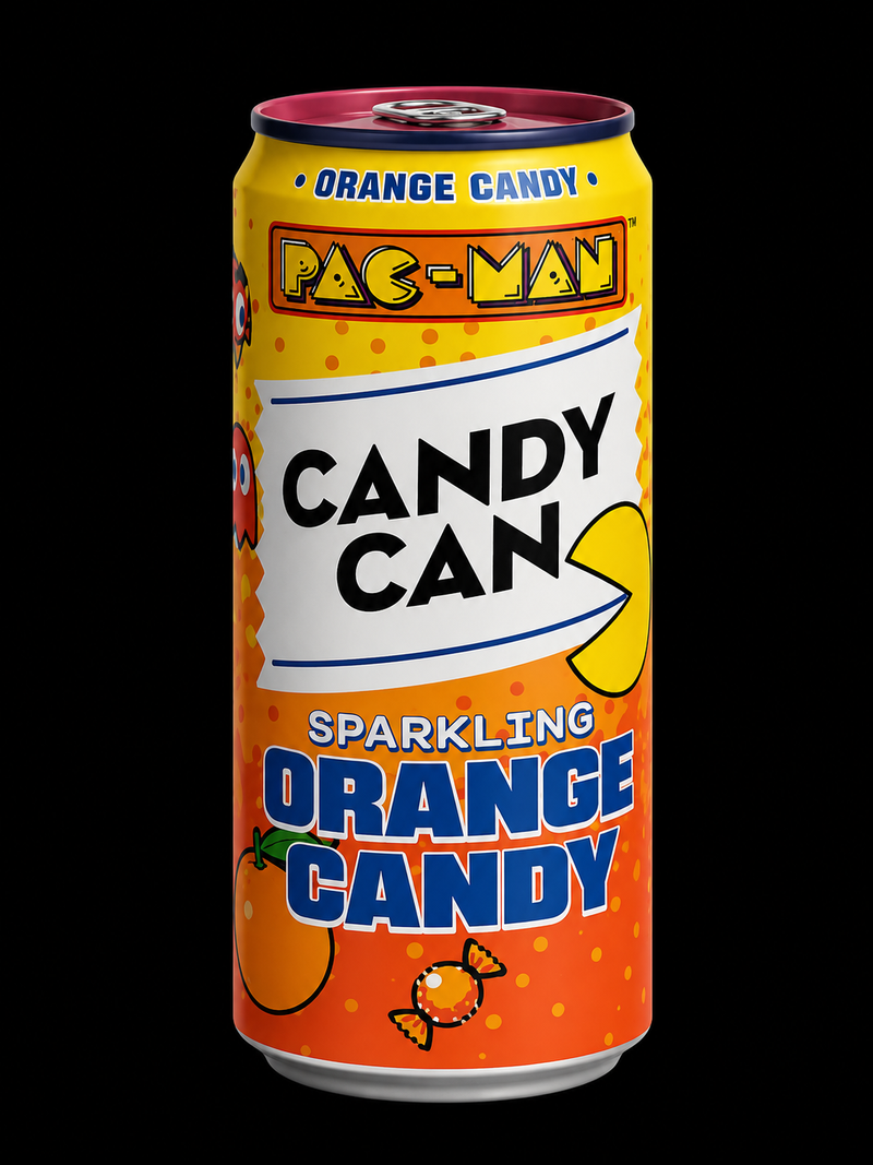 Pac-Man Candy Can Sparkling Orange Candy