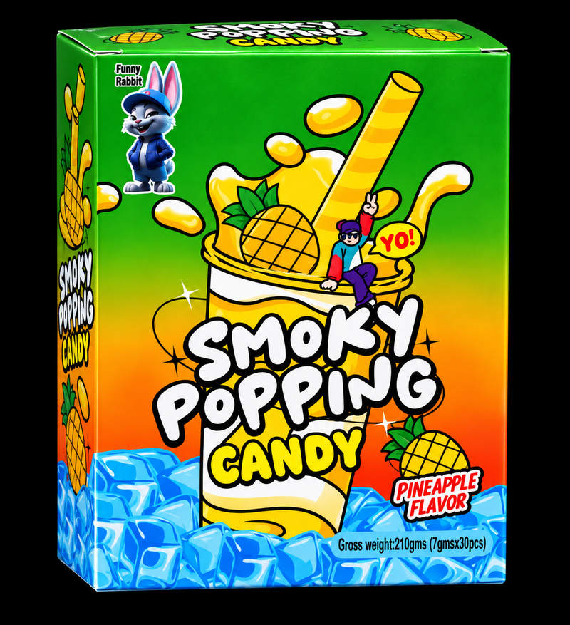 Smoky Popping Candy Pineapple Flavour (30-Piece Box, 210g)
