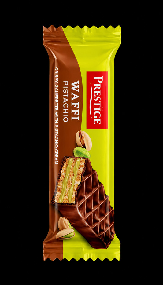 Prestige Waffi Pistachio Crispy Wafer -Dubai imported chocolate (Pack of 2)